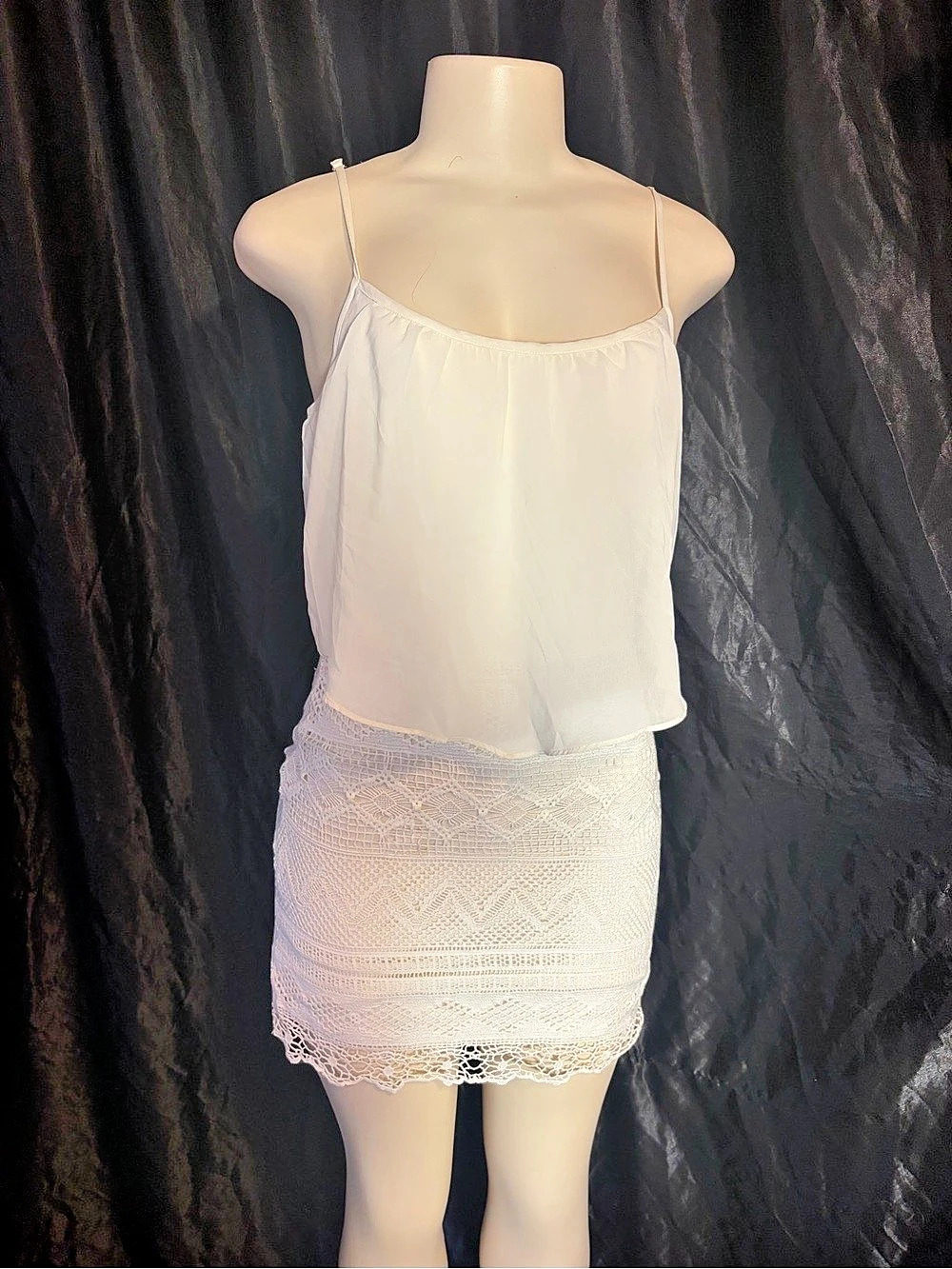 American Eagle Outfitters Lace Trim mini dress in White
